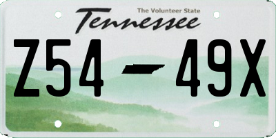 TN license plate Z5449X