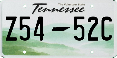 TN license plate Z5452C