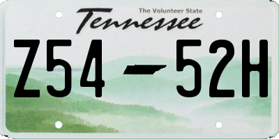 TN license plate Z5452H