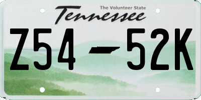 TN license plate Z5452K