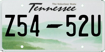 TN license plate Z5452U