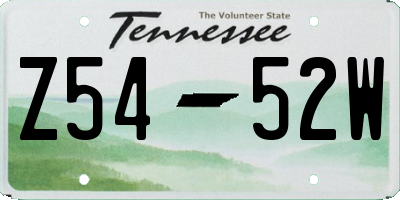 TN license plate Z5452W