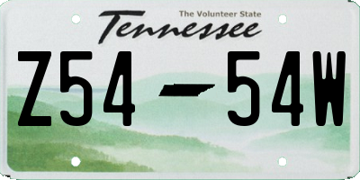 TN license plate Z5454W