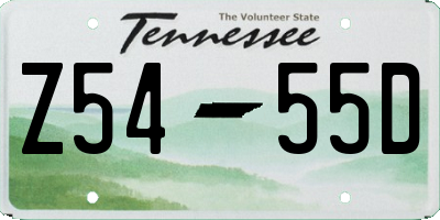 TN license plate Z5455D