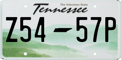 TN license plate Z5457P