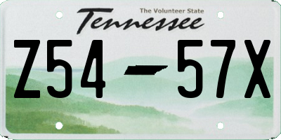 TN license plate Z5457X