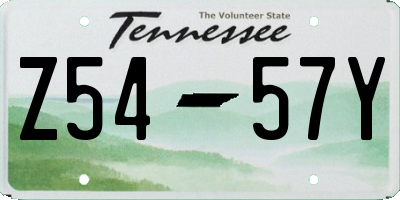 TN license plate Z5457Y