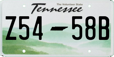 TN license plate Z5458B