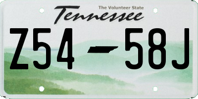 TN license plate Z5458J