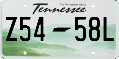 TN license plate Z5458L