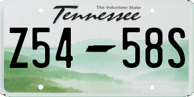 TN license plate Z5458S