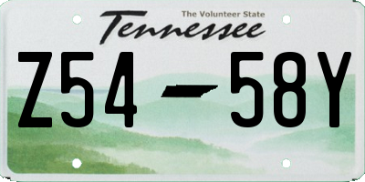 TN license plate Z5458Y