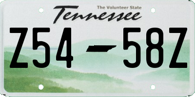 TN license plate Z5458Z