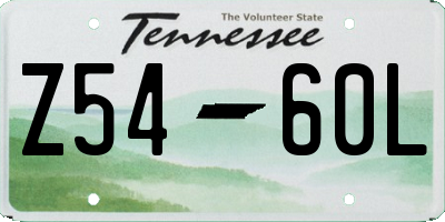TN license plate Z5460L