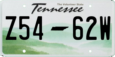 TN license plate Z5462W