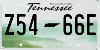 TN license plate Z5466E
