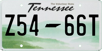 TN license plate Z5466T