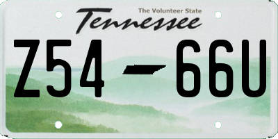 TN license plate Z5466U