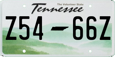 TN license plate Z5466Z