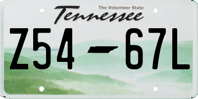 TN license plate Z5467L