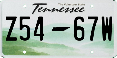 TN license plate Z5467W