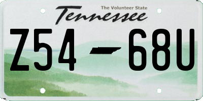 TN license plate Z5468U
