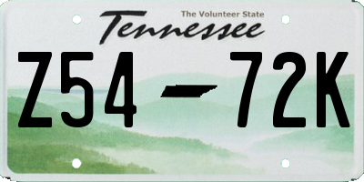 TN license plate Z5472K