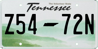 TN license plate Z5472N
