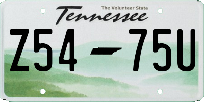 TN license plate Z5475U