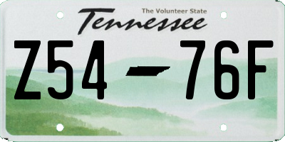 TN license plate Z5476F
