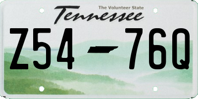TN license plate Z5476Q