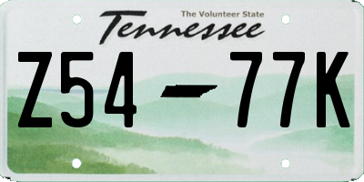 TN license plate Z5477K