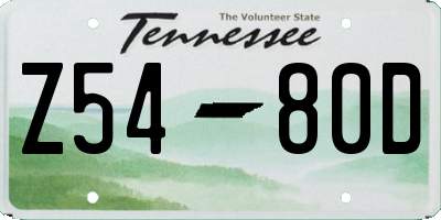 TN license plate Z5480D