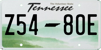 TN license plate Z5480E