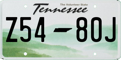 TN license plate Z5480J