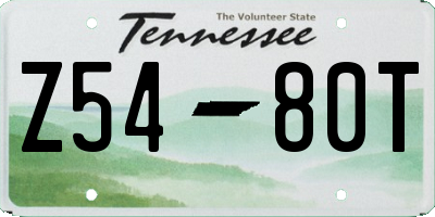 TN license plate Z5480T