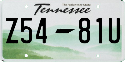 TN license plate Z5481U