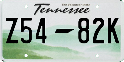 TN license plate Z5482K