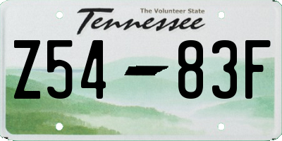 TN license plate Z5483F