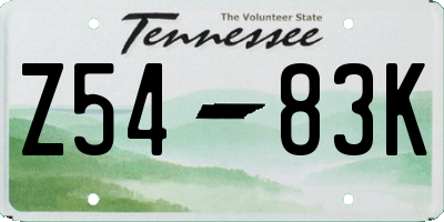 TN license plate Z5483K