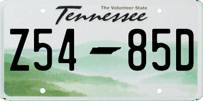 TN license plate Z5485D