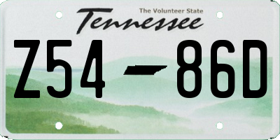TN license plate Z5486D