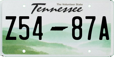 TN license plate Z5487A