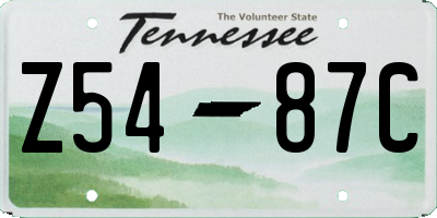 TN license plate Z5487C