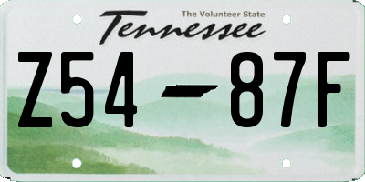 TN license plate Z5487F