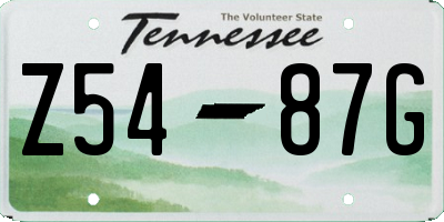 TN license plate Z5487G