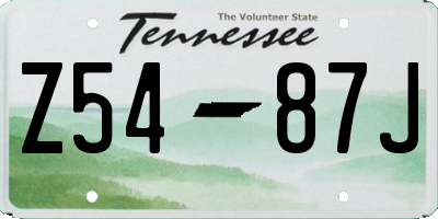 TN license plate Z5487J