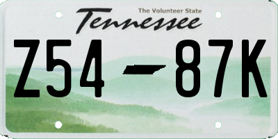 TN license plate Z5487K