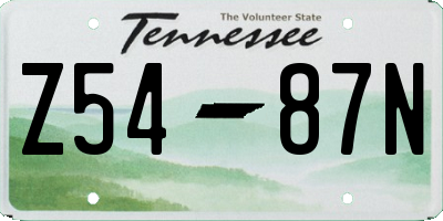 TN license plate Z5487N