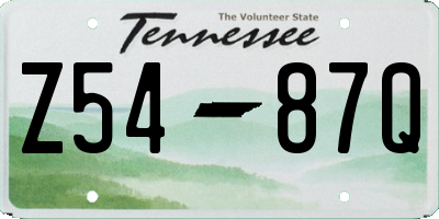TN license plate Z5487Q